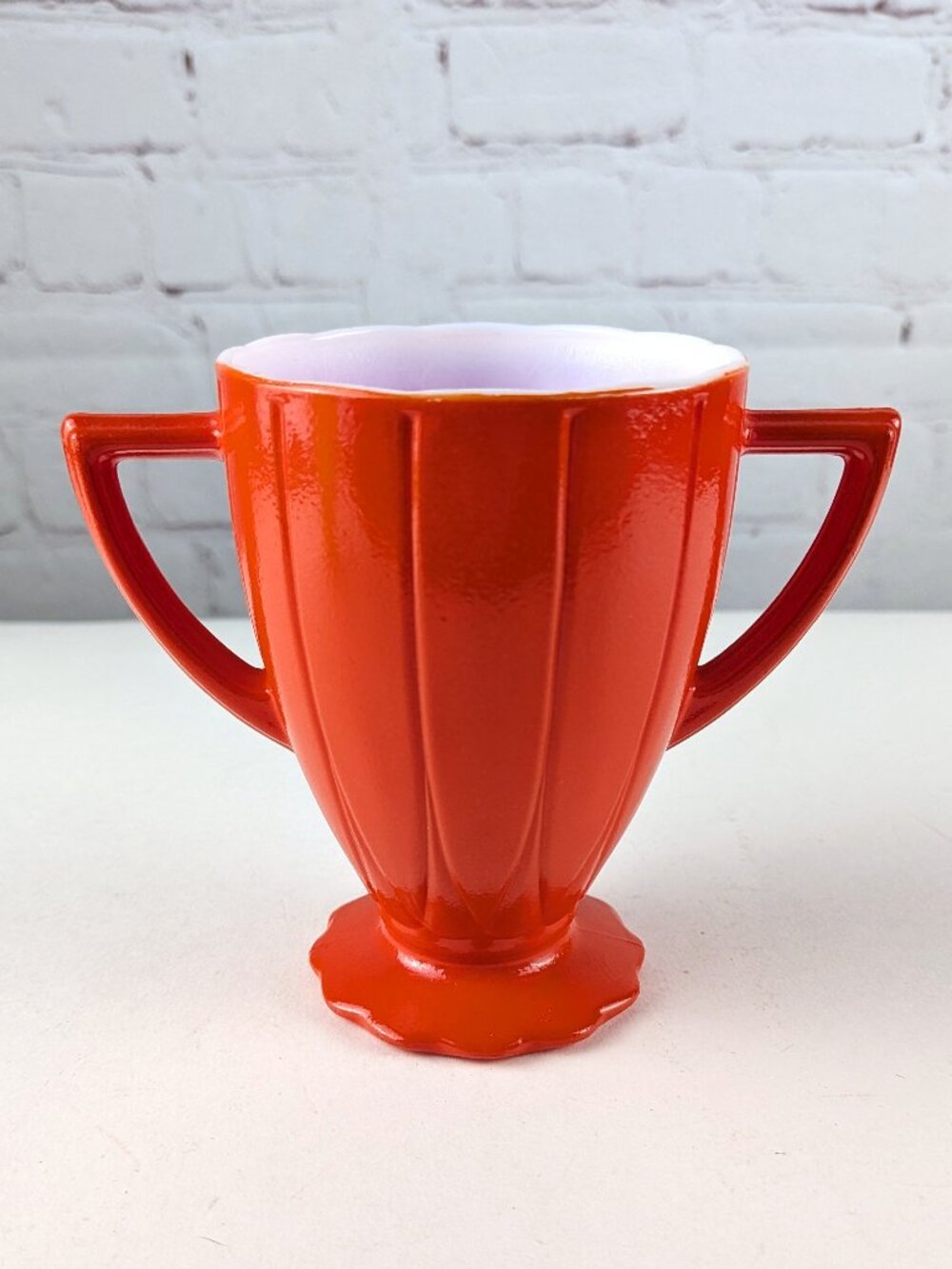 Vintage 40s/50s Hazel Atlas Sugar Bowl Orange Milk Glass